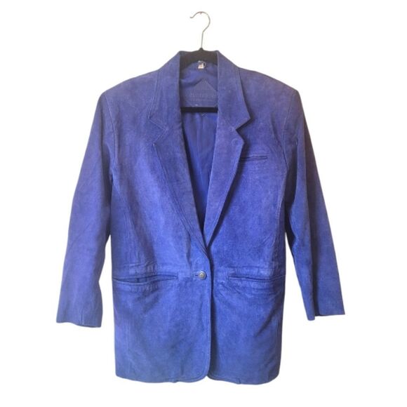 Vintage Cobalt Blue Atlantic Beach Leather Company Suede Western Blazer - Picture 1 of 9